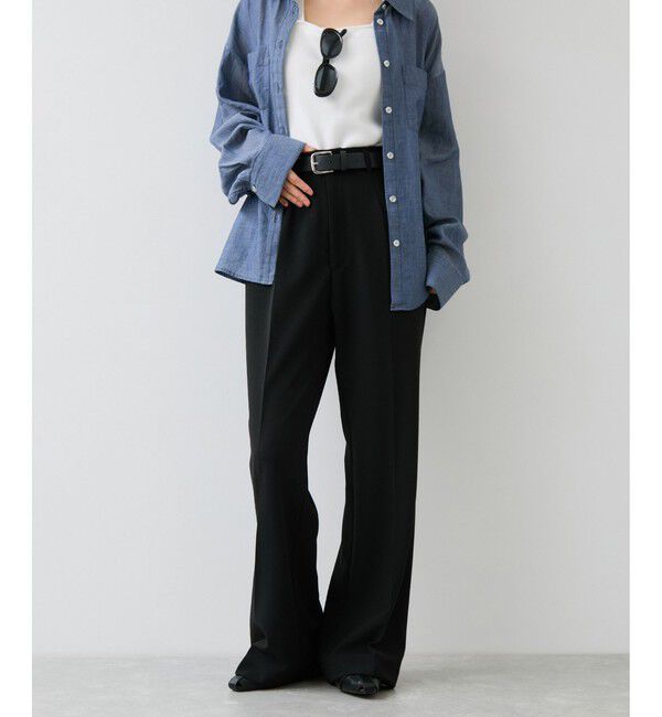 VIS「カットジョーゼットフレアパンツ/イージーケア」|チノ|