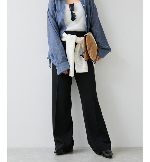 VIS「カットジョーゼットフレアパンツ/イージーケア」|チノ|