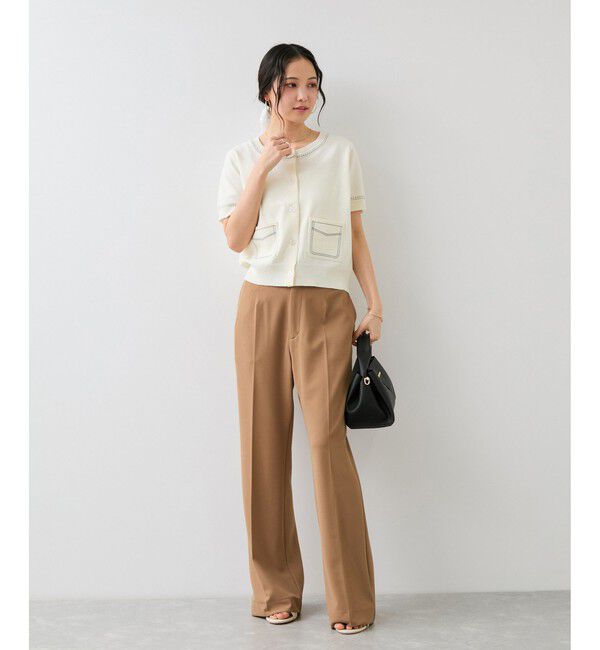 VIS「カットジョーゼットフレアパンツ/イージーケア」|チノ|
