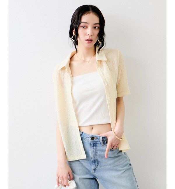 VIS「レース衿付きカーディガン」|カーディガン|