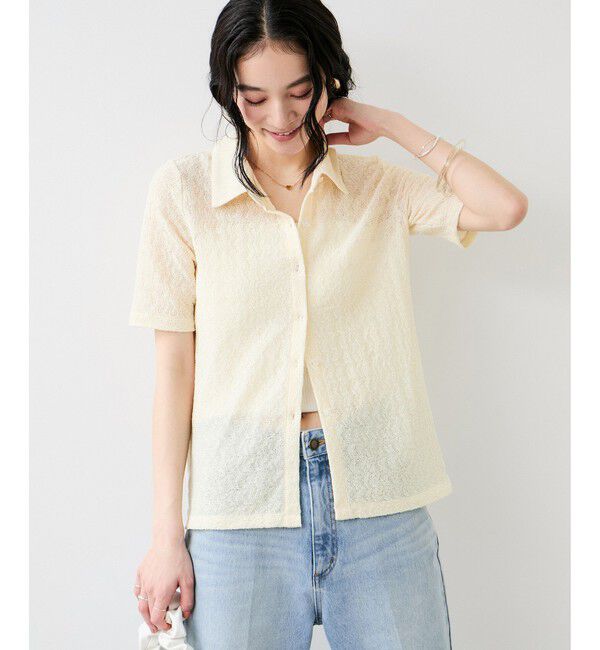 VIS「レース衿付きカーディガン」|カーディガン|