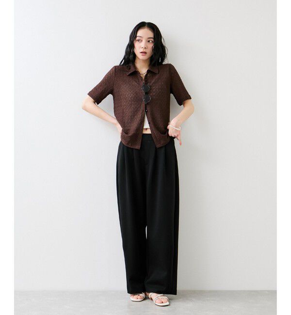 VIS「レース衿付きカーディガン」|カーディガン|