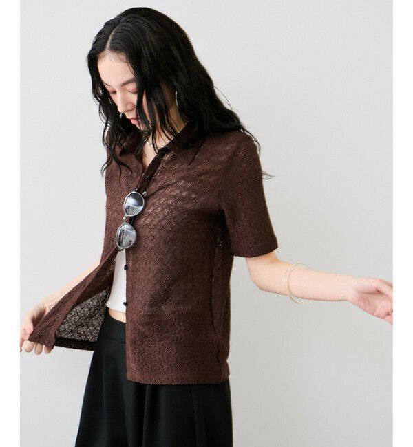 VIS「レース衿付きカーディガン」|カーディガン|