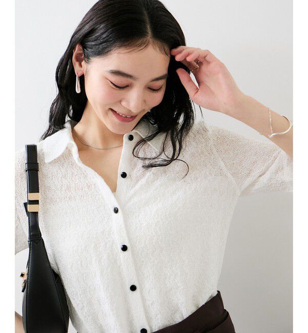 VIS「レース衿付きカーディガン」|カーディガン|