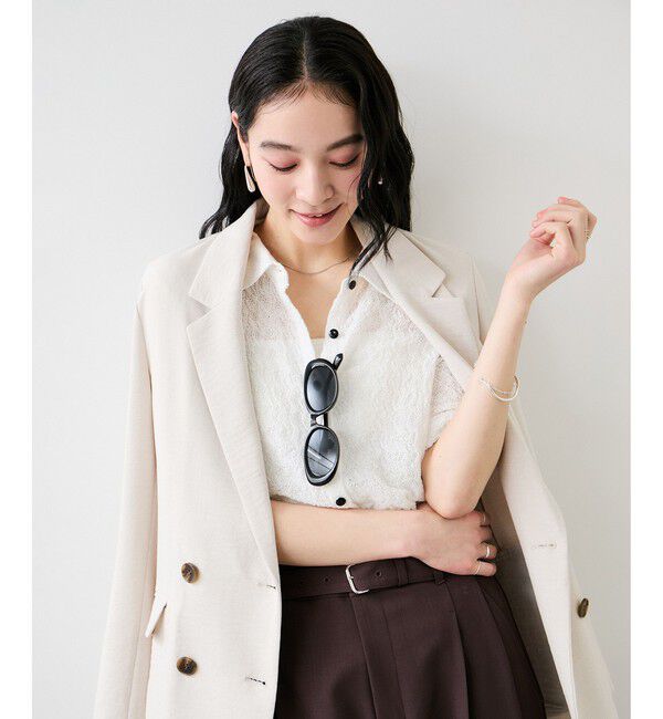 VIS「レース衿付きカーディガン」|カーディガン|