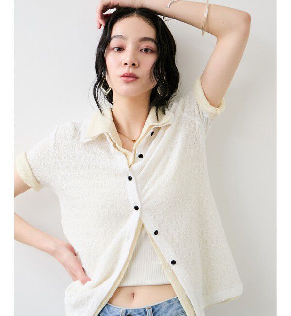 VIS「レース衿付きカーディガン」|カーディガン|