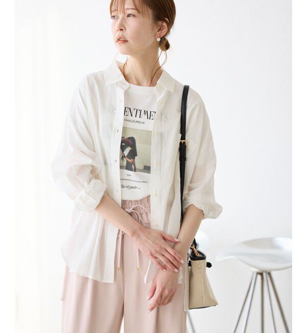 Rope&rsquo;Picnic「【接触冷感・通気性】お着軽シャツシリーズ/綿ボイルバックタックシャツ」|シャツ・ブラウス|