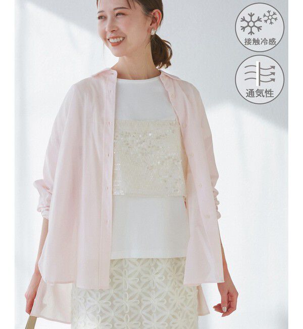 Rope&rsquo;Picnic「【接触冷感・通気性】お着軽シャツシリーズ/綿ボイルバックタックシャツ」|シャツ・ブラウス|ピンク(63)