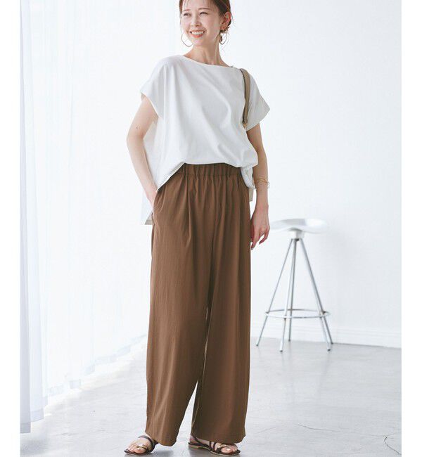 Rope&rsquo;Picnic「【UVカット】レーヨンナイロンイージーワイドパンツ」|チノ|