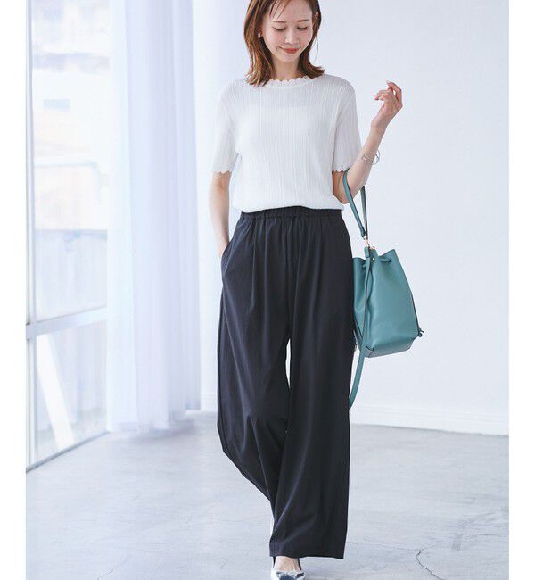 Rope&rsquo;Picnic「【UVカット】レーヨンナイロンイージーワイドパンツ」|チノ|