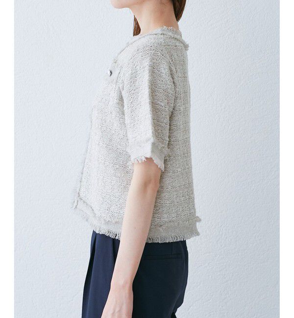 Rope&rsquo;Picnic「【サマー・ツイード】ハーフスリーブカーディガン」|カーディガン|