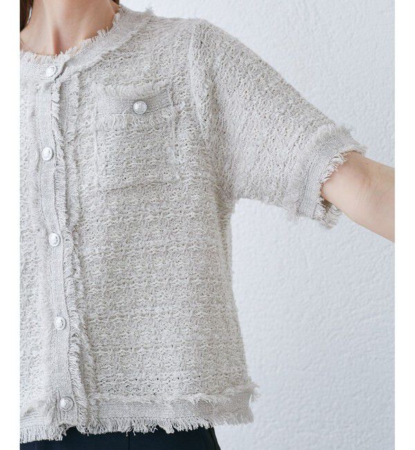 Rope&rsquo;Picnic「【サマー・ツイード】ハーフスリーブカーディガン」|カーディガン|