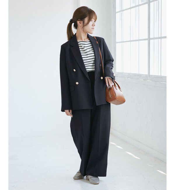 Rope&rsquo;Picnic「【低身長・小柄さんサイズ】レディハンサムシリーズ ウールライク金ボタンジャケット(半裏地)」|テーラードジャケット|