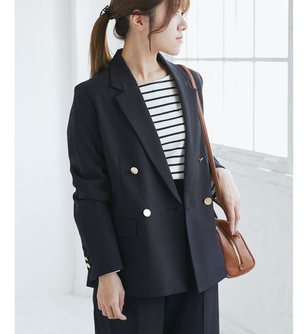 Rope&rsquo;Picnic「【低身長・小柄さんサイズ】レディハンサムシリーズ ウールライク金ボタンジャケット(半裏地)」|テーラードジャケット|