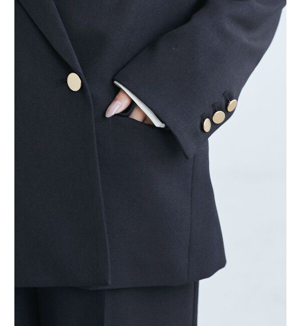 Rope&rsquo;Picnic「【低身長・小柄さんサイズ】レディハンサムシリーズ ウールライク金ボタンジャケット(半裏地)」|テーラードジャケット|