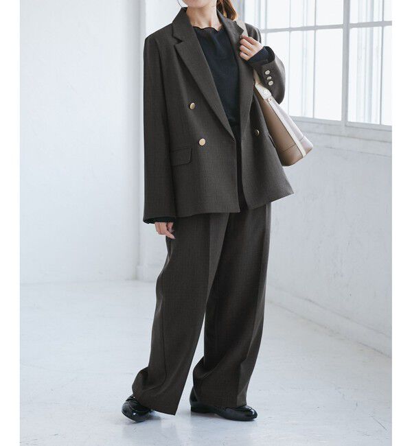 Rope&rsquo;Picnic「【低身長・小柄さんサイズ】レディハンサムシリーズ ウールライク金ボタンジャケット(半裏地)」|テーラードジャケット|