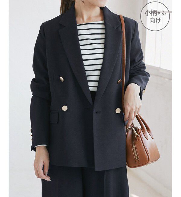Rope&rsquo;Picnic「【低身長・小柄さんサイズ】レディハンサムシリーズ ウールライク金ボタンジャケット(半裏地)」|テーラードジャケット|ネイビー(40)