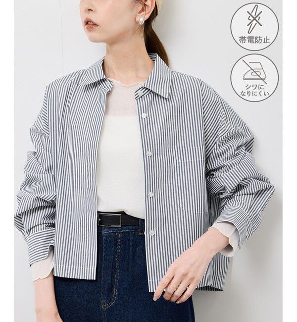 Rope&rsquo;Picnic「ベーシッククロップドシャツ/イージーケア」|シャツ・ブラウス|ネイビー(40)