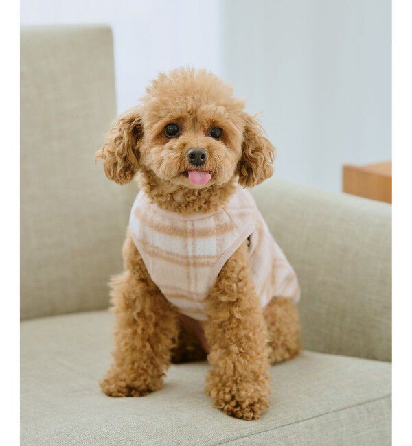 ROPE PICNIC PASSAGE「【DOG】チェック柄シャギーベスト」|その他|ベージュ系(28)