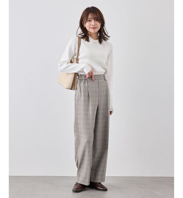 Rope&rsquo;Picnic「メランジドビーチェックパンツ/セットアップ対応・防シワ・接触冷感」|スラックス|