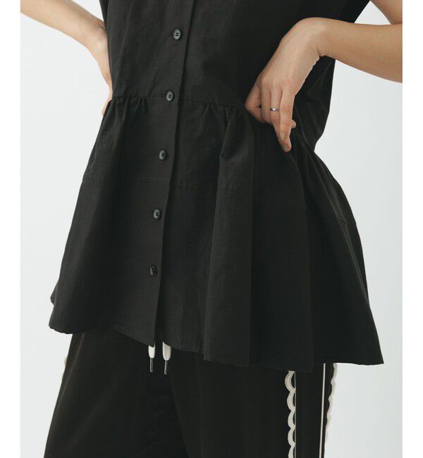 ADAM ET ROPE'「【サステナブル】オープンカラーペプラムシャツ」|シャツ・ブラウス|