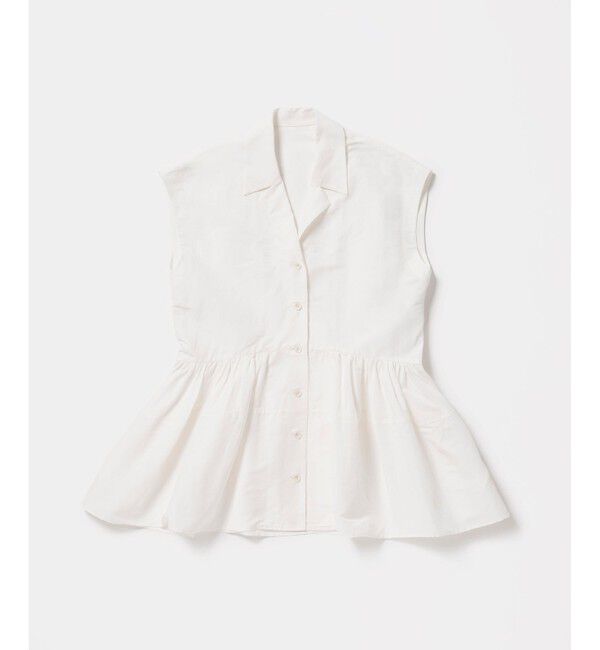 ADAM ET ROPE'「【サステナブル】オープンカラーペプラムシャツ」|シャツ・ブラウス|