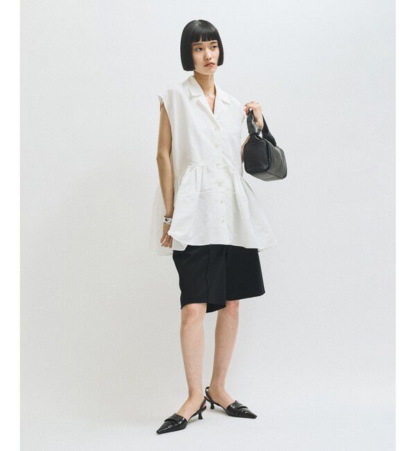 ADAM ET ROPE'「【サステナブル】オープンカラーペプラムシャツ」|シャツ・ブラウス|