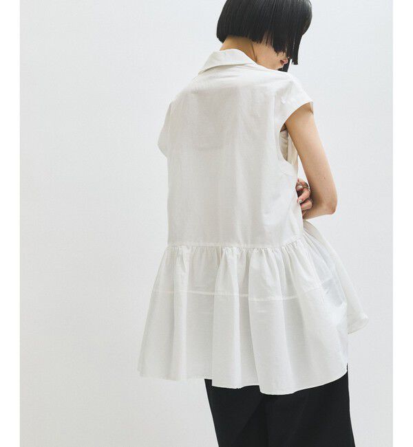 ADAM ET ROPE'「【サステナブル】オープンカラーペプラムシャツ」|シャツ・ブラウス|