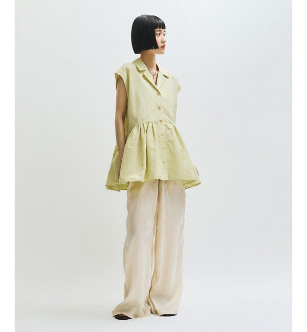 ADAM ET ROPE'「【サステナブル】オープンカラーペプラムシャツ」|シャツ・ブラウス|