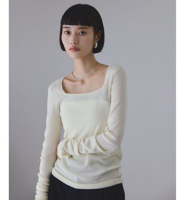 ADAM ET ROPE'「アンチピリングスクエアネックプルオーバー」|ニット・セーター|ホワイト(10)