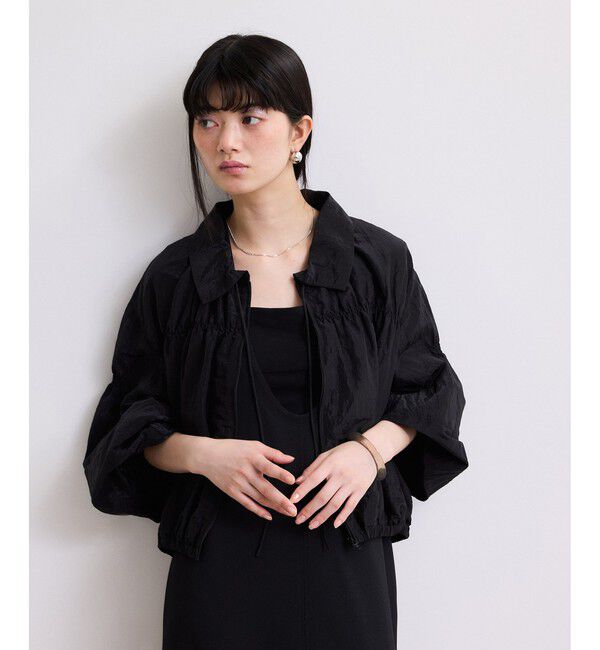 ADAM ET ROPE'「【WEB限定】ドロストネックギャザーブルゾン」|シャツ・ブラウス|ブラック(01)