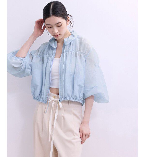 ADAM ET ROPE'「【WEB限定】ドロストネックギャザーブルゾン」|シャツ・ブラウス|