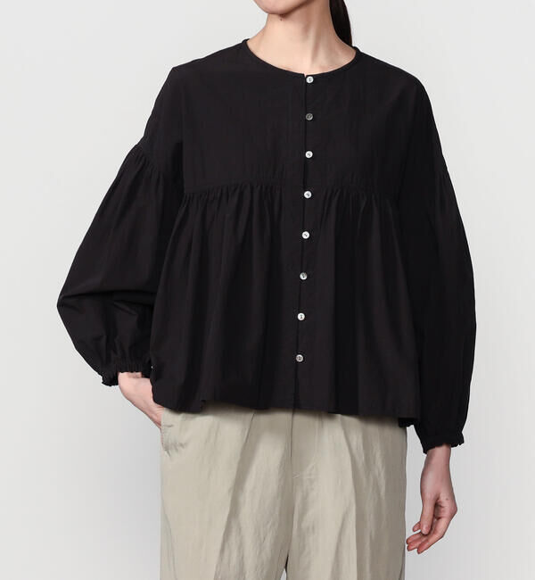ORCIVAL「ORCIVAL | コットンポプリン ギャザー長袖シャツ WOMEN」|シャツ・ブラウス|BLACK