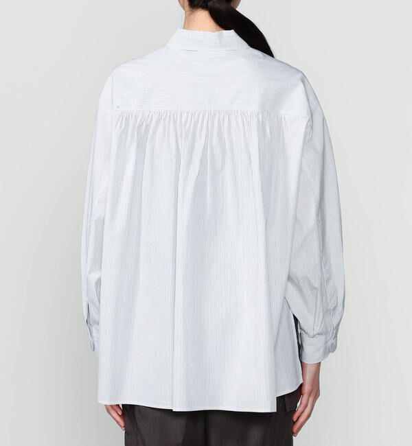 GYMPHLEX「Gymphlex | コットン ストライプ 長袖チュニックシャツ WOMEN」|シャツ・ブラウス|