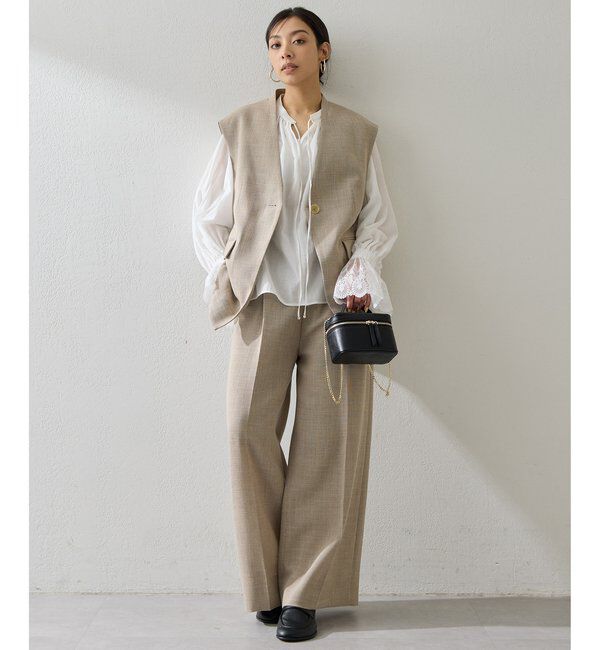  「リネンライクワイドパンツ」|チノ|