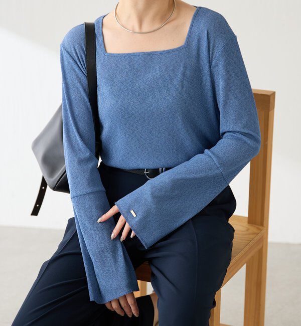  「シアーラメリブスクエアカットソー」|Tシャツ・カットソー|