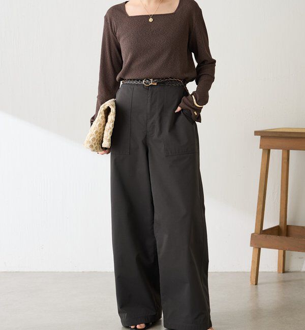  「シアーラメリブスクエアカットソー」|Tシャツ・カットソー|