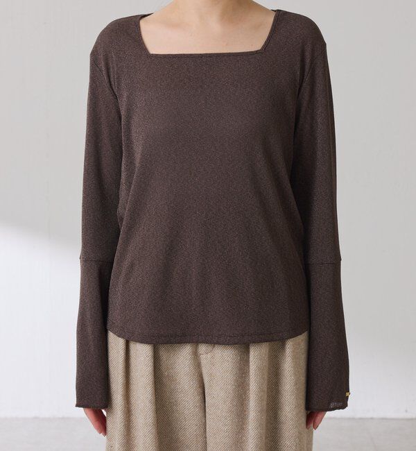  「シアーラメリブスクエアカットソー」|Tシャツ・カットソー|