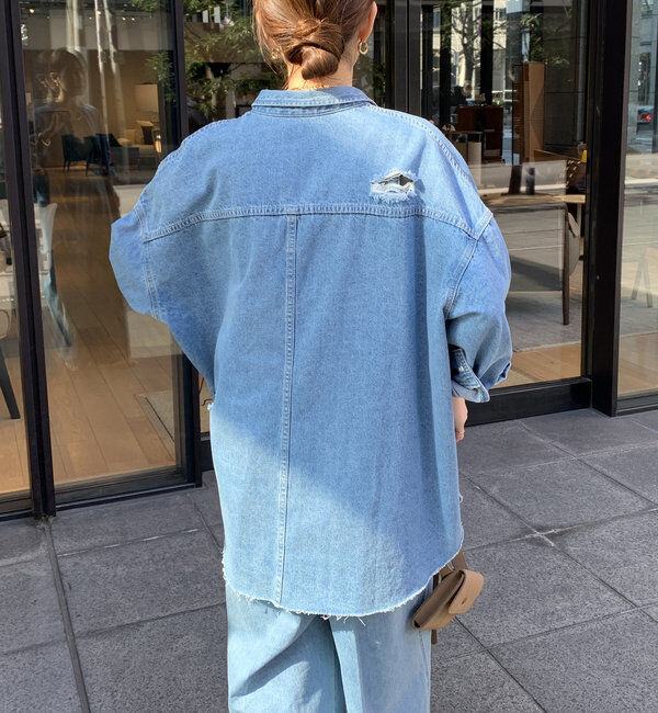  「【新色追加】ダメージデニムシャツ」|シャツ・ブラウス|