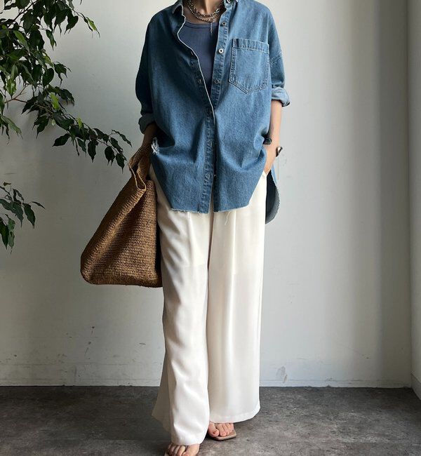  「【新色追加】ダメージデニムシャツ」|シャツ・ブラウス|