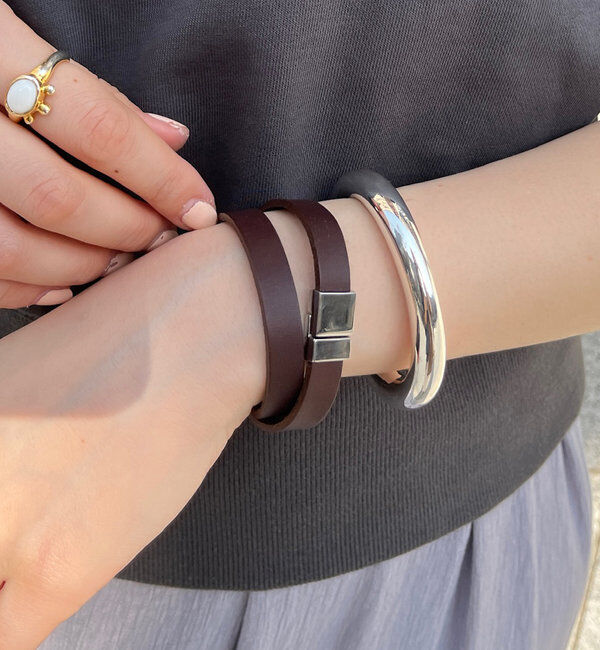  「マグネット留めレザーブレス」|その他|