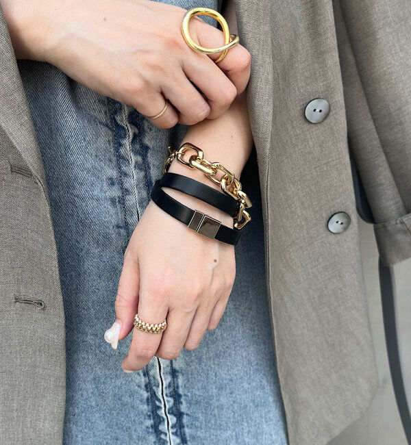  「マグネット留めレザーブレス」|その他|