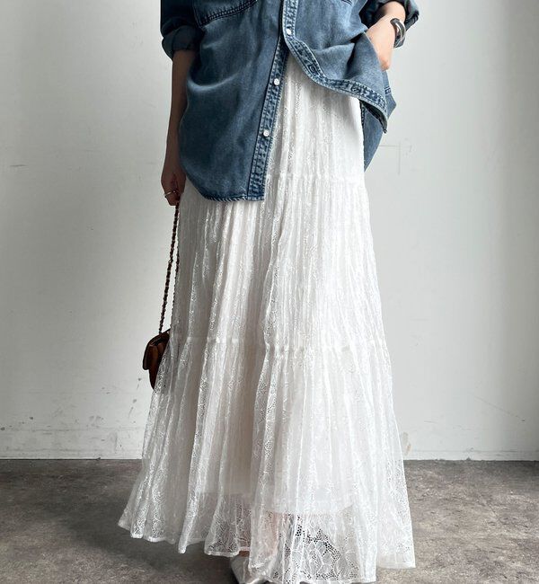  「レースワッシャースカート」|スカート|オフホワイト