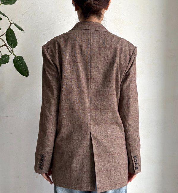  「肩パッドチェックダブルジャケット」|テーラードジャケット|