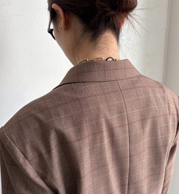  「肩パッドチェックダブルジャケット」|テーラードジャケット|