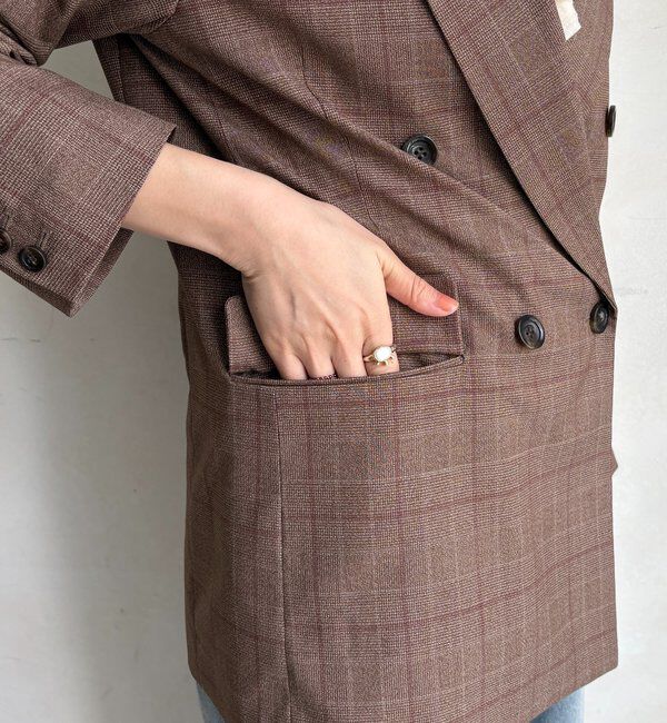  「肩パッドチェックダブルジャケット」|テーラードジャケット|