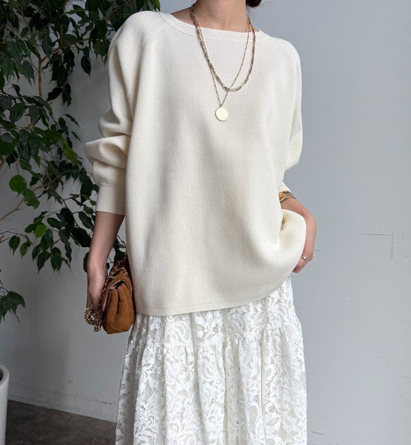  「ストレッチヤーン片畦ポンチョニット」|ニット・セーター|