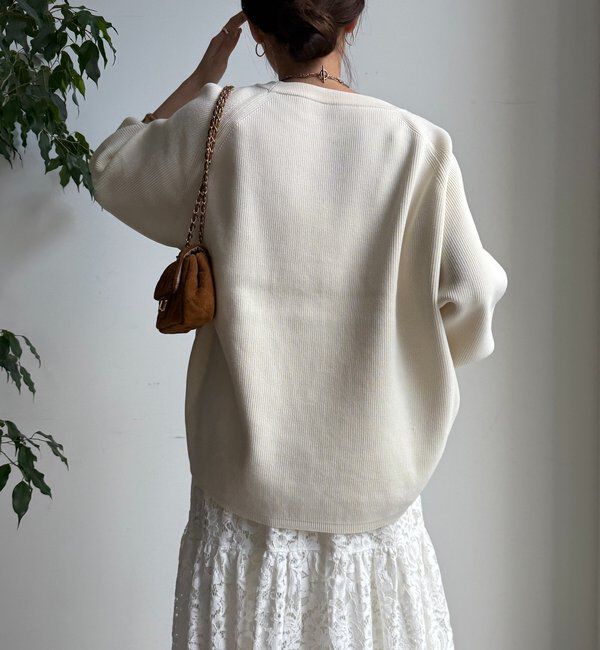  「ストレッチヤーン片畦ポンチョニット」|ニット・セーター|