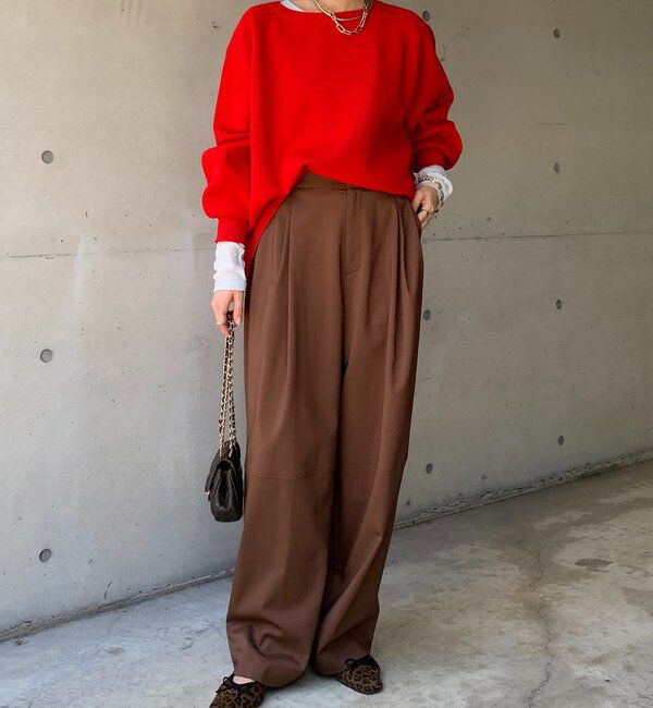  「ストレッチヤーン片畦ポンチョニット」|ニット・セーター|