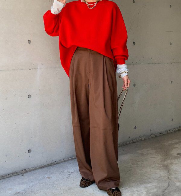  「ストレッチヤーン片畦ポンチョニット」|ニット・セーター|